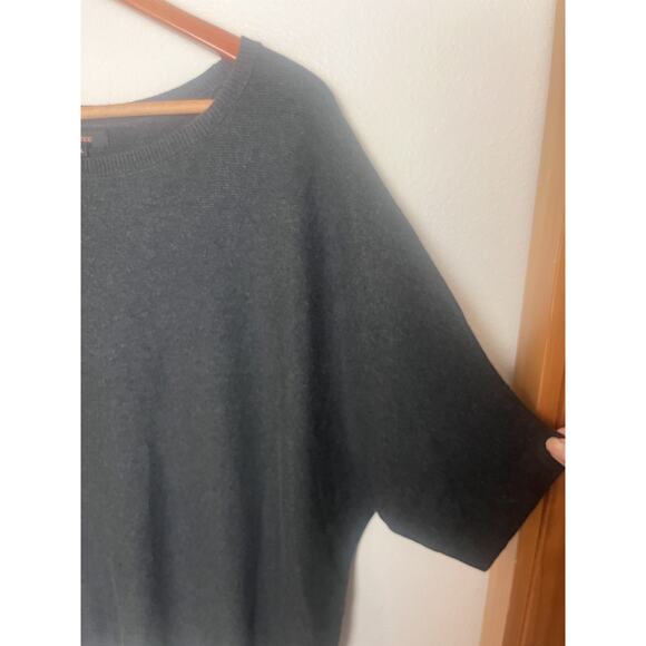 Quince Cotton Cashmere Link-Stitch Dolman Knit Top Black Sz Large Lightweight - Picture 4 of 8